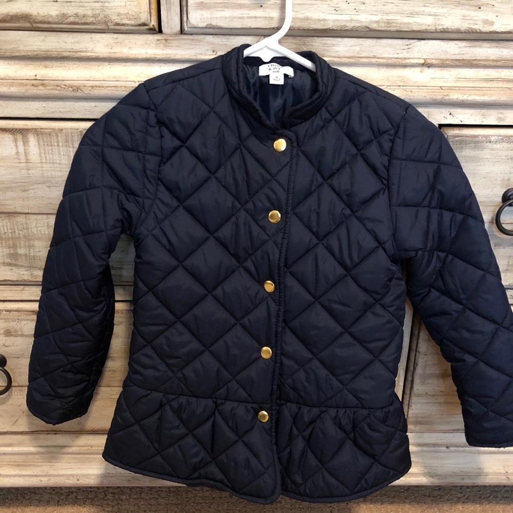 Girls 🌀Navy Quilted Button-Up Jacket-Size Medium🌀